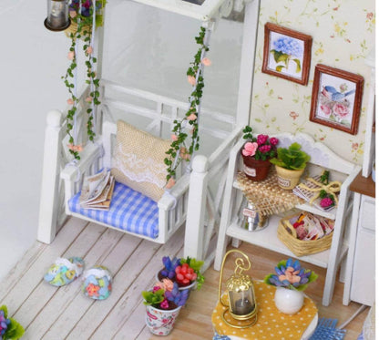 DIY Dollhouse Kit Cute Cat Diary Furnished Bedroom Dollhouse Miniature With Swing Chair Adult Craft Birthday Gift Christmas Gift - Rajbharti Crafts