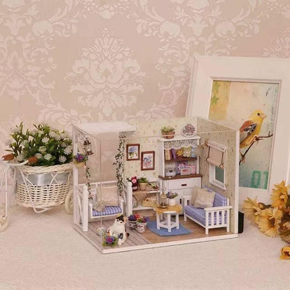 DIY Dollhouse Kit Cute Cat Diary Furnished Bedroom Dollhouse Miniature With Swing Chair Adult Craft Birthday Gift Christmas Gift - Rajbharti Crafts