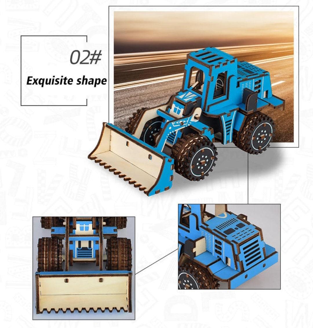 DIY Wooden Mechanical Puzzles - Engineering Vehicles Puzzle Toys - 4 Types of construction vehicles Wooden Puzzles Educational Toy