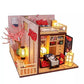 DIY Dollhouse Kit Japanese Style Cherry Blossom Miniature House Japanese Villa  Miniature Dollhouse Kit With Dust Cover Adult Craft DIY Kits