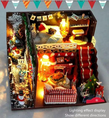 Christmas Dollhouse DIY Dollhouse Kit Christmas Theme Living Room Miniature Adult Craft Best Christmas Gift Birthday Gift for Children - Rajbharti Crafts