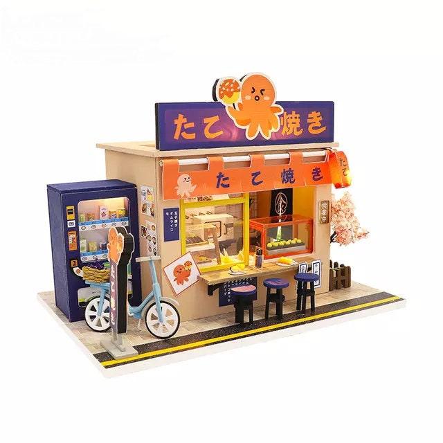 DIY Dollhouse Kit Takoyaki Shop Sweet Shop Miniature Japanese Style Dollhouse Adult Craft Best Gift For Children - Rajbharti Crafts