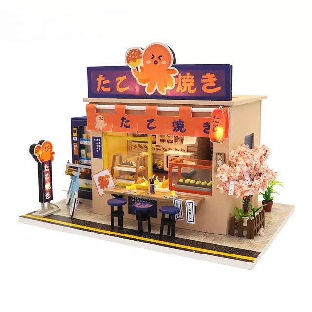 DIY Dollhouse Kit Takoyaki Shop Sweet Shop Miniature Japanese Style Dollhouse Adult Craft Best Gift For Children - Rajbharti Crafts