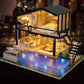 DIY Doll House Kit Modern Party Home Miniature Pool Villa With Swimming Pool with light Adult Craft Miniature Dollhouse Sweet Time Apartment
