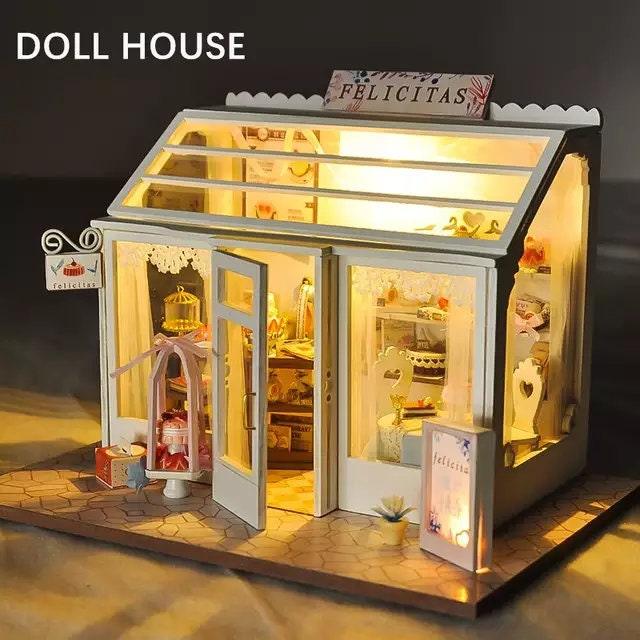 DIY Dollhouse Kit Miniature Shop Dollhouse In 3 Styles - Bridal Shop - Cake Shop - Flower Shop Best Children Gift Adult Craft Kits DIY Kit
