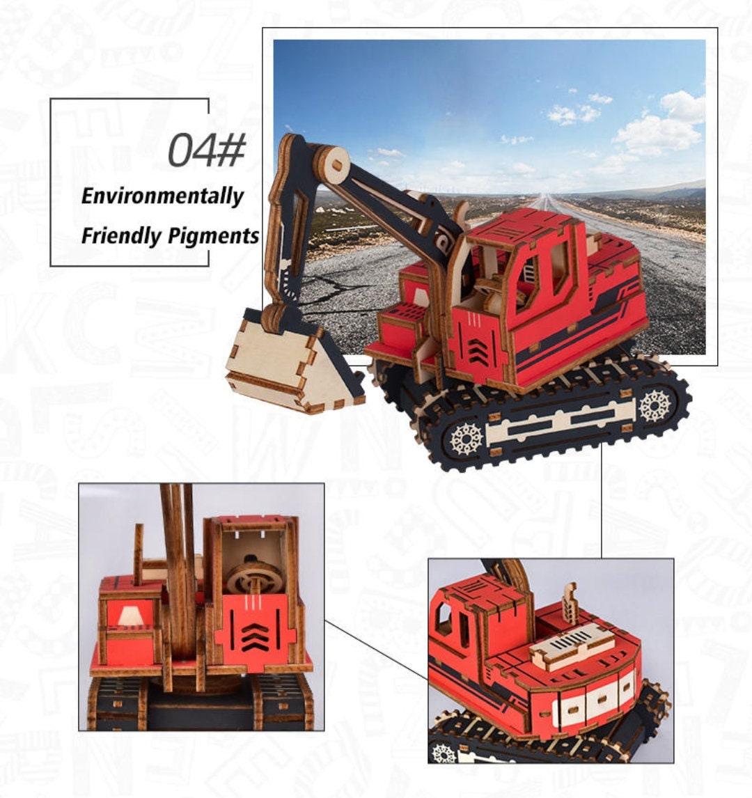 DIY Wooden Mechanical Puzzles - Engineering Vehicles Puzzle Toys - 4 Types of construction vehicles Wooden Puzzles Educational Toy