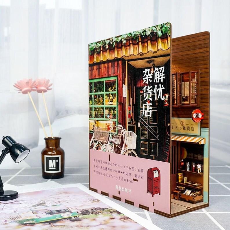 Japanese Alley Book Nook Book Shelf Insert Bookcase With Light Model  Building Kit 