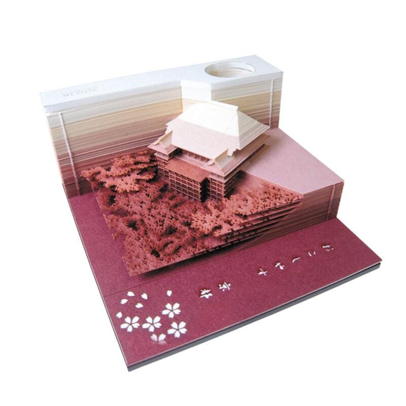 Japanese Architectural Model Building 3D Note Pad - Sticky Memo Pad - Omoshiroi Block - Post Notes - DIY Paper Craft - Stationery Toys Gift
