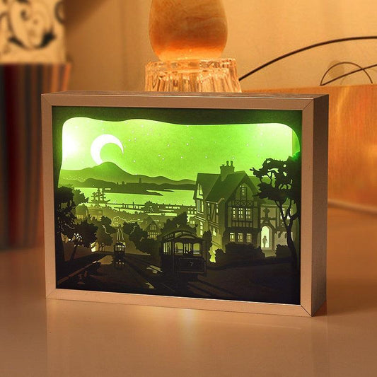 Multicolor Shadow Box - 3D Paper Cut Light Box - Wall Hanging - Paper Cut Lamp - Decorative 3D Night Lamp With Frame,LED - Photo Frame - Rajbharti Crafts