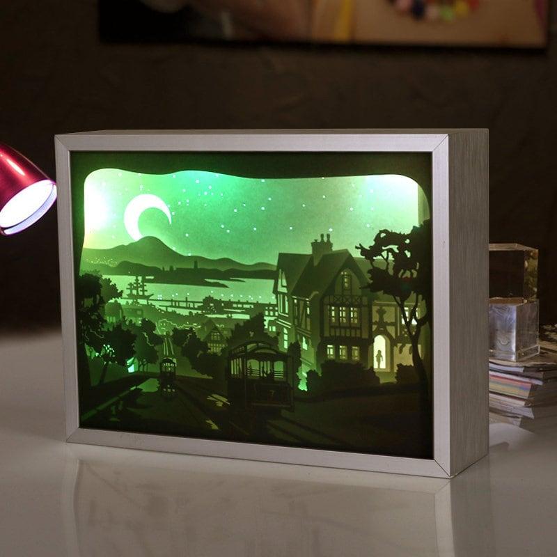 Multicolor Shadow Box - 3D Paper Cut Light Box - Wall Hanging - Paper Cut Lamp - Decorative 3D Night Lamp With Frame,LED - Photo Frame