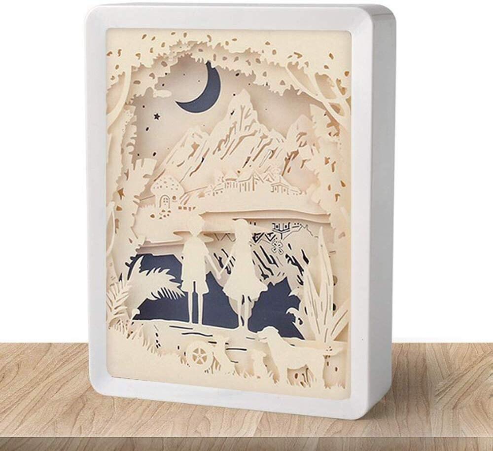 Valentine Gift Shadow Box - 3D Paper Cut Light Box - Wall Hangings - Paper Cut Lamp - Laser Cut 3D Night Light With Frame, LED - Wall Decor