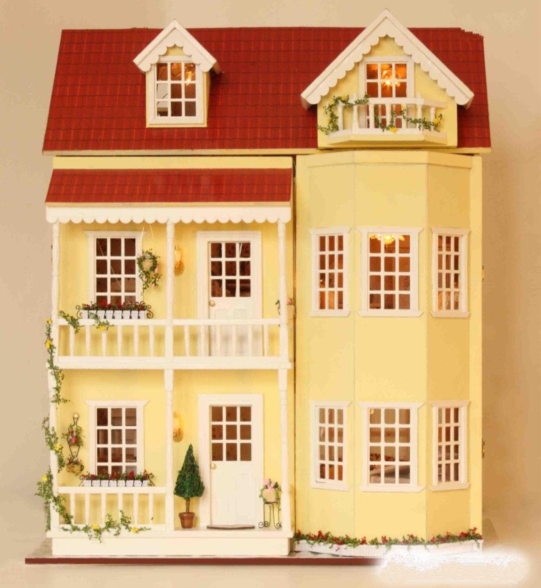 Modern Dollhouse Miniature with Furniture European Style DIY Dollhouse Kit - Openable Doors Room Large Dollhouse Free Musical Movement Box