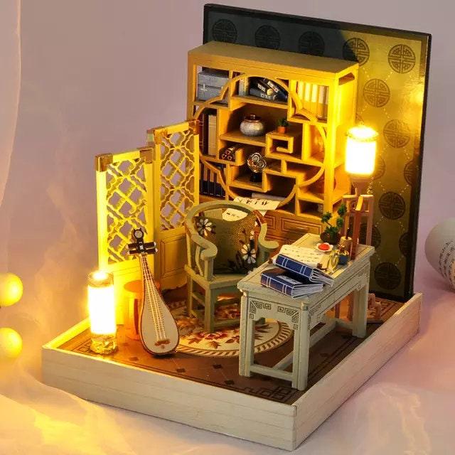 DIY Dollhouse Kit Bedroom Miniature With Warm Bed, Superior Dinning And Study Table 3 Styles Toy Kit Gift For Kids Birthday Gift Adult Craft - Rajbharti Crafts