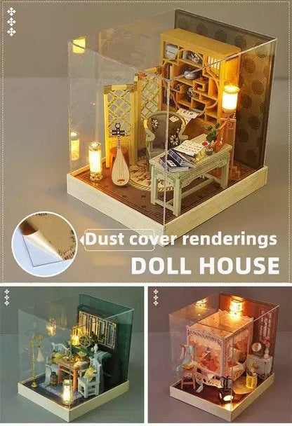 DIY Dollhouse Kit Bedroom Miniature With Warm Bed, Superior Dinning And Study Table 3 Styles Toy Kit Gift For Kids Birthday Gift Adult Craft - Rajbharti Crafts