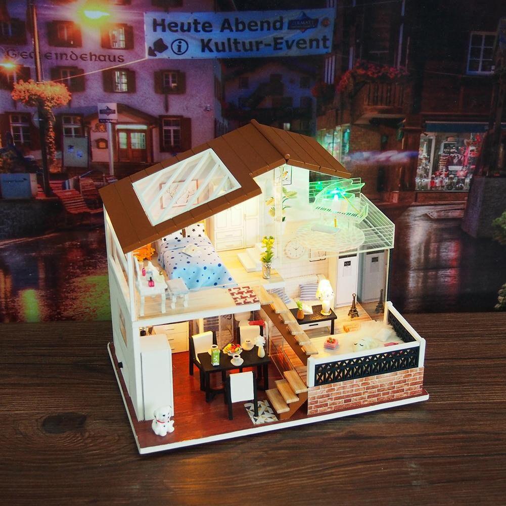Duplex Dollhouse Sweet Time Home Miniature Dollhouse Kit Do It Yourself Kid Toys Adult Craft Best Birthday Gifts
