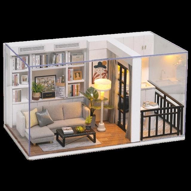 DIY Dollhouse Kit Enjoy Your Life Room Miniature with Free Dust Cover Modern Apartment Style Miniature Dollhouse Kit Adult Craft DIY Kits - Rajbharti Crafts
