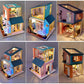 Variety Combination Art Doll House Villa Miniature DIY Dollhouse Kit Three Story Modern Style Dollhouse Miniature Apartment - 1:24 Miniature