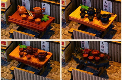 DIY Dollhouse Kit Tea Shop Sushi Restaurant Meat Shop Momos Shop Bakery Dollhouse Ancient Times Classical Shop Chinese Style Dollhouse - Rajbharti Crafts