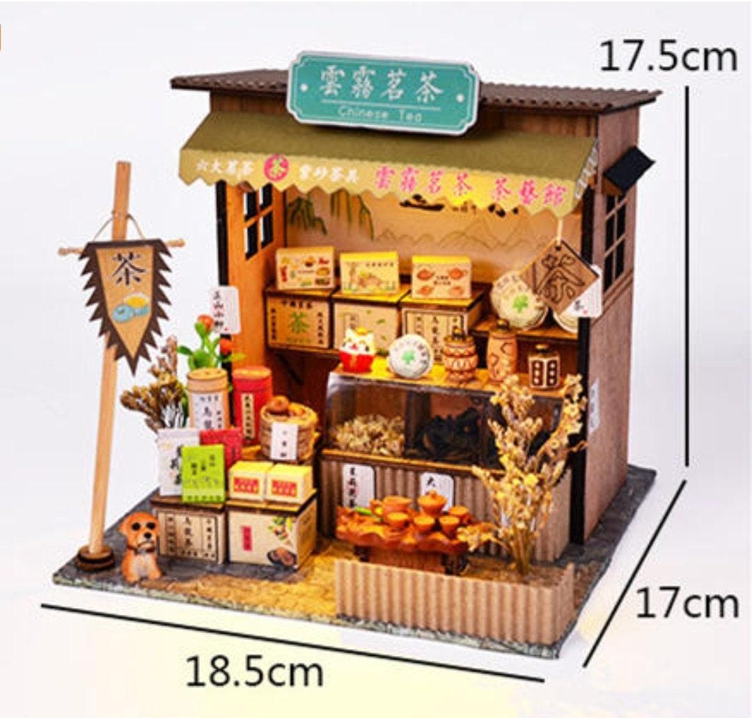 DIY Dollhouse Kit Tea Shop Sushi Restaurant Meat Shop Momos Shop Bakery Dollhouse Ancient Times Classical Shop Chinese Style Dollhouse - Rajbharti Crafts