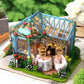 DIY Dollhouse Kit Roze Garden Green Tea Cafe Miniature Plant Studio Coffee Shop Miniature Kit with Free Dust Cover Adult Craft DIY Kits