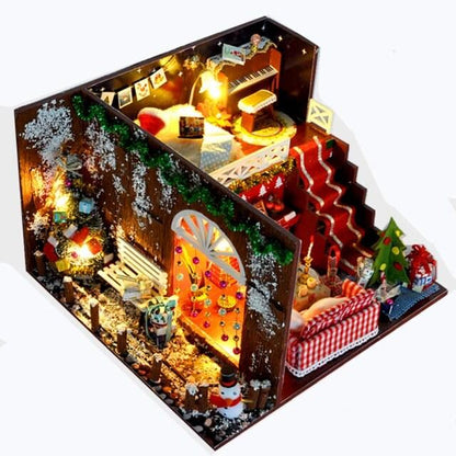 Christmas Dollhouse DIY Dollhouse Kit Christmas Theme Living Room Miniature Adult Craft Best Christmas Gift Birthday Gift for Children - Rajbharti Crafts