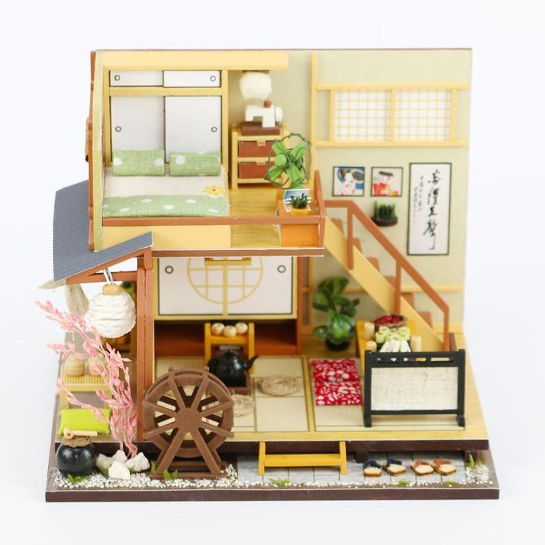 DIY Japanese Style DIY Dollhouse Kit Sushi's Living Room Miniature House with Furniture Japanese Style Miniature Dollhouse Kit Adult Craft