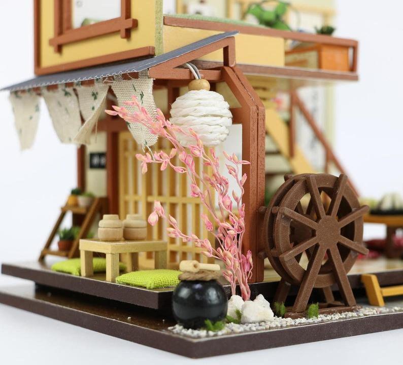 DIY Japanese Style DIY Dollhouse Kit Sushi's Living Room Miniature House with Furniture Japanese Style Miniature Dollhouse Kit Adult Craft