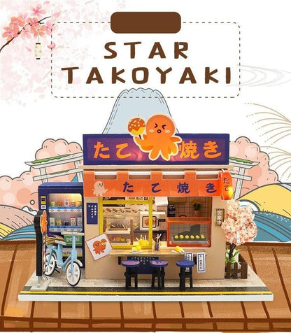 DIY Dollhouse Kit Takoyaki Shop Sweet Shop Miniature Japanese Style Dollhouse Adult Craft Best Gift For Children