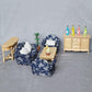 1:12 Scale - Dollhouse Furniture 6 Psc Cushion Sofa Set with Psc Large Sofa 2 Chairs And 3 Psc Wooden Furniture - Dollhouse Living Furniture
