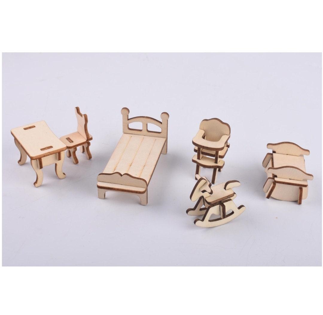 1:24 Scale - Dollhouse Furniture 34 Psc Set with Living Room, Kitchen, Bedroom and Bathroom Furniture Miniature Set - Dollhouse Furniture