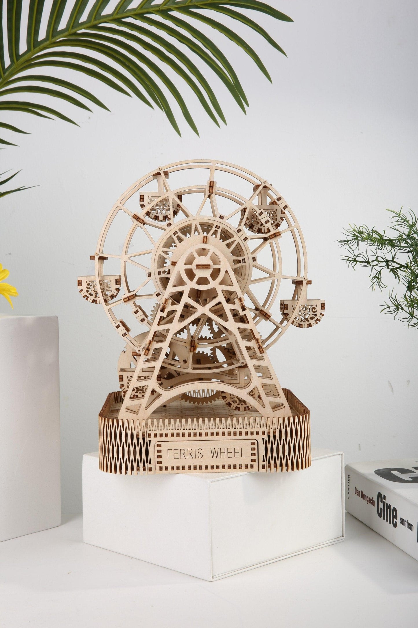 DIY Wooden Puzzle Kit - Ferris Wheel Mechanical Wooden Puzzle Kit With Musical Movement Box - DIY Wooden Puzzle - Wooden Miniature Dollhouse