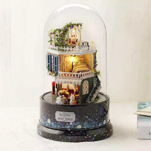 DIY Glass Ball Doll House - Decorative Water Globe With Rotating Music Box - Available In 6 Styles Dollhouse Educational Toys For Kids - Rajbharti Crafts