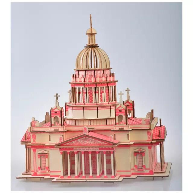 DIY Wooden Doll House Kit - 3D Laser Cut Cathedral Wooden Puzzle Kit - DIY Wooden Puzzle Dollhouse Kit - Wooden Miniature Doll House kit