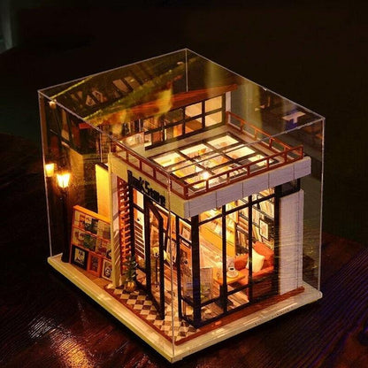 DIY Dollhouse Kit - Book Store Miniature - Book Shop Dollhouse Kit - Large Size With Detailed Furniture And Accessories Adult Craft DIY Kits - Rajbharti Crafts