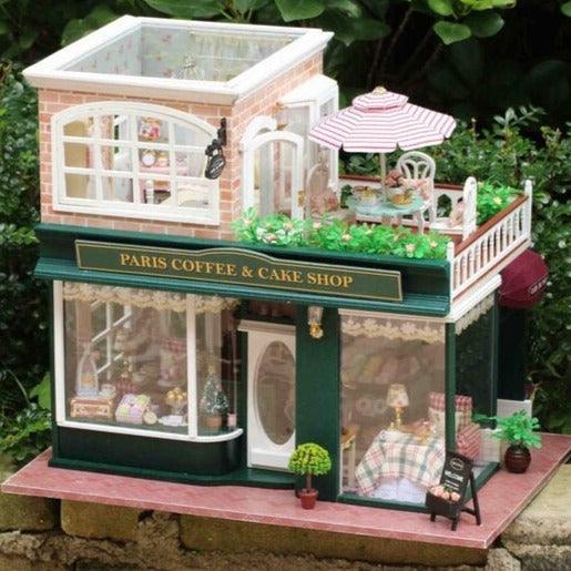 Paris Coffee & Cake Shop DIY Dollhouse Kit Cake Shop Dollhouse Miniature Coffee Shop Dollhouse Kit European Style Cafe Dollhouse Adult Craft
