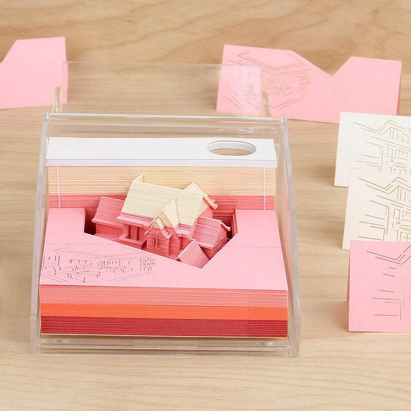 Japanese Villa Miniature Model Building 3D Note Pad - Art Memo Pad - Omoshiroi Block - Post Notes - DIY Paper Craft - Stationery Toys Gift
