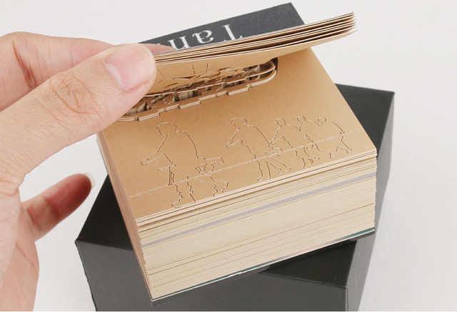 Miniature Tank Model Building 3D Note Pad - 3D Art Memo Pad - Omoshiroi Block - Post Notes - DIY Paper Craft - Stationery Toys Gift With LED