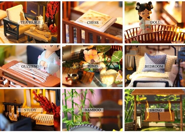 DIY Japanese Dollhouse Traditional Style Two Floor Villa Wooden Miniature - Rajbharti Crafts