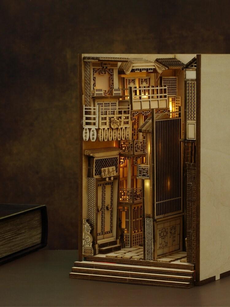Kuanzhai Alley Book Nook - DIY Book Nook Kit Doll - Book Shelf Insert - Book Scenery - Bookcase -  DIY Dioramas Kit - Alley Book Nooks