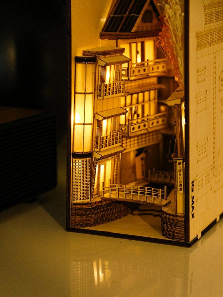 DIY Book Nook - Chinese Village Alley Book Nook - DIY Doll House Book - Book Shelf Insert - Book Scenery - Bookcase - Bookend Book Nooks Kit - Rajbharti Crafts