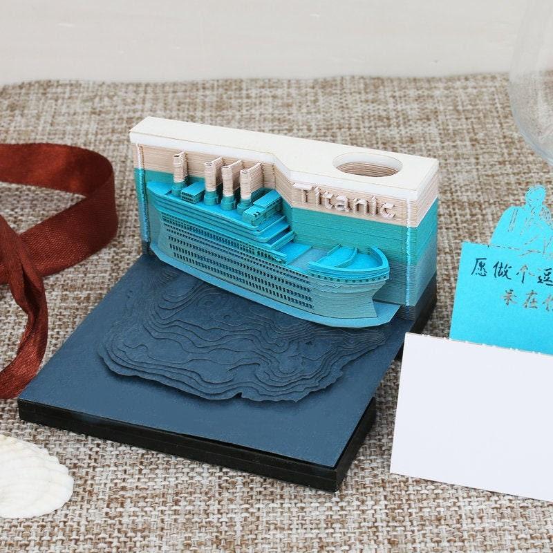 Titanic Ship Miniature Model Building 3D Note Pad - Art Memo Pad - Omoshiroi Block - Post Notes - DIY Paper Art Craft - Stationery Toys Gift