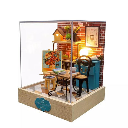 DIY Dollhouse Kit Box Dollhouse Miniature - Living Room Miniature Dollhouse - Free Dust Cover - Birthday Christmas Thanksgiving DIY Gifts - Rajbharti Crafts