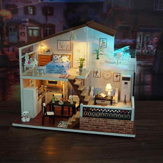 Duplex Dollhouse Sweet Time Home Miniature Dollhouse Kit Do It Yourself Kid Toys Adult Craft Best Birthday Gifts - Rajbharti Crafts