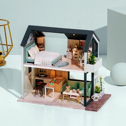 DIY Dollhouse Kit American Retro Style Miniature Living Room Dollhouse Available In 3 Style - Best Birthday , Christmas Gifts - Rajbharti Crafts