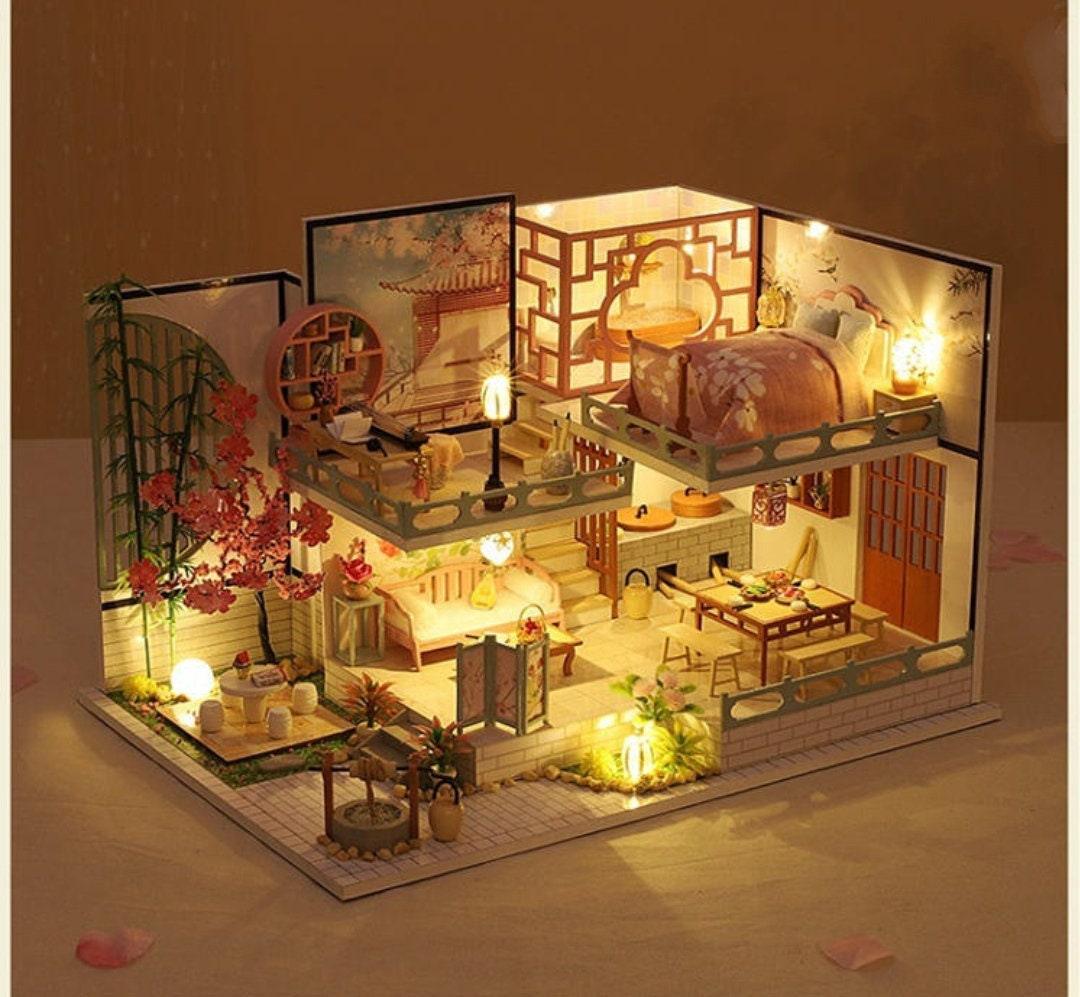 DIY Dollhouse Kit - Modern Living Room Miniature Dollhouse Kit - Duplex Apartment Doll House Kit - Birthday, Christmas Gift Adult Craft - Rajbharti Crafts