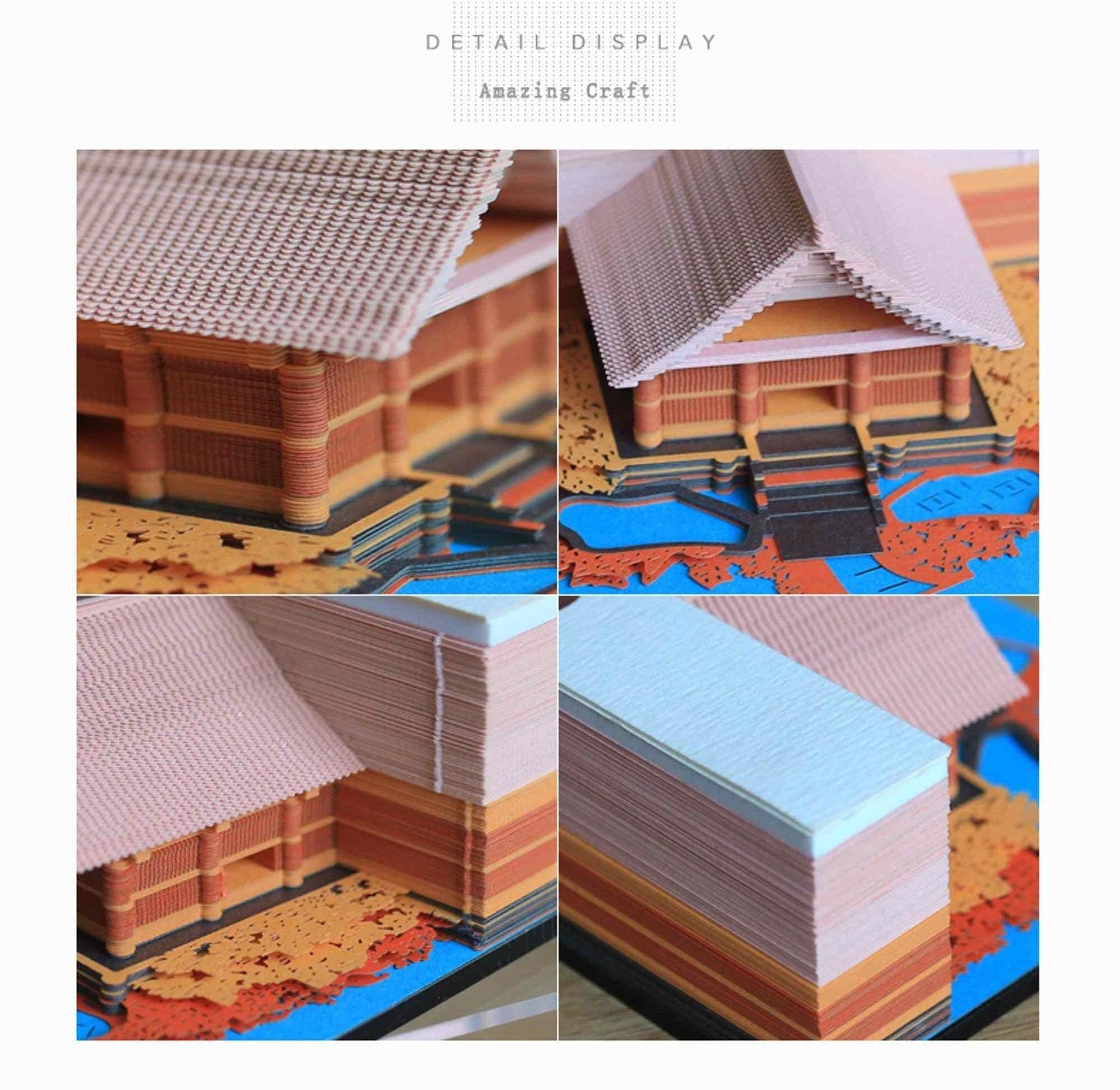 Dreamy Cottage Miniature 3D Note Pad - Creative Memo Pad - 3D Omoshiroi Block - DIY Paper Craft - Stationery Toys With LED - Gifts - Rajbharti Crafts