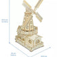 Dutch Windmill DIY 3D Wooden Puzzle Kit - Mechanical Movement Windmill STEM Toy Kit - Windmill Miniature - DIY Wooden Puzzle Kit