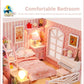 DIY Dollhouse Kit - Modern Living Pink Girl Bedroom Miniature Dollhouse Kit - Best Thanksgiving, Birthday, Christmas Gift Adult Craft
