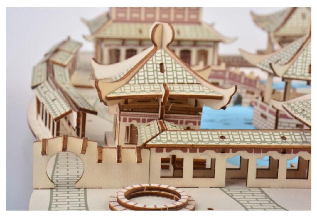 DIY Wooden Doll House Kit - Japanese Traditional Garden Scenery 3D Wooden Puzzle Mechanical Model Building Kit - Wooden Puzzle Dollhouse