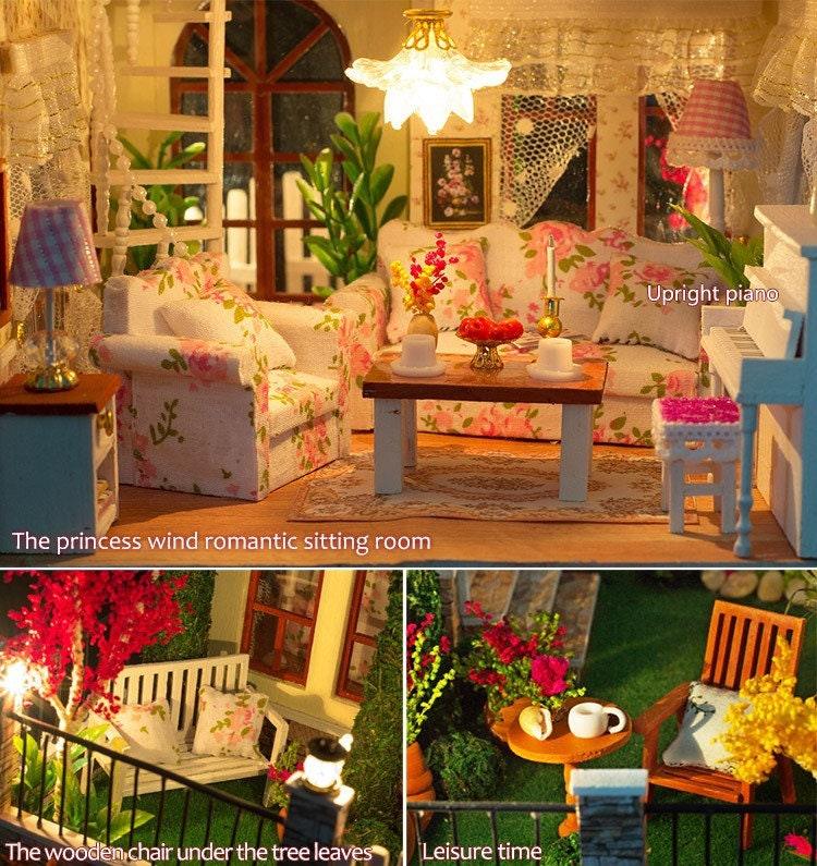 Victorian Dollhouse Kit - Backyard Garden Miniature - DIY Dollhouse Kit - Gothic Style Dollhouse - Toys Adult Craft Best Birthday Gifts